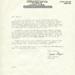 OriginalFanClub4 Welcome Letter
